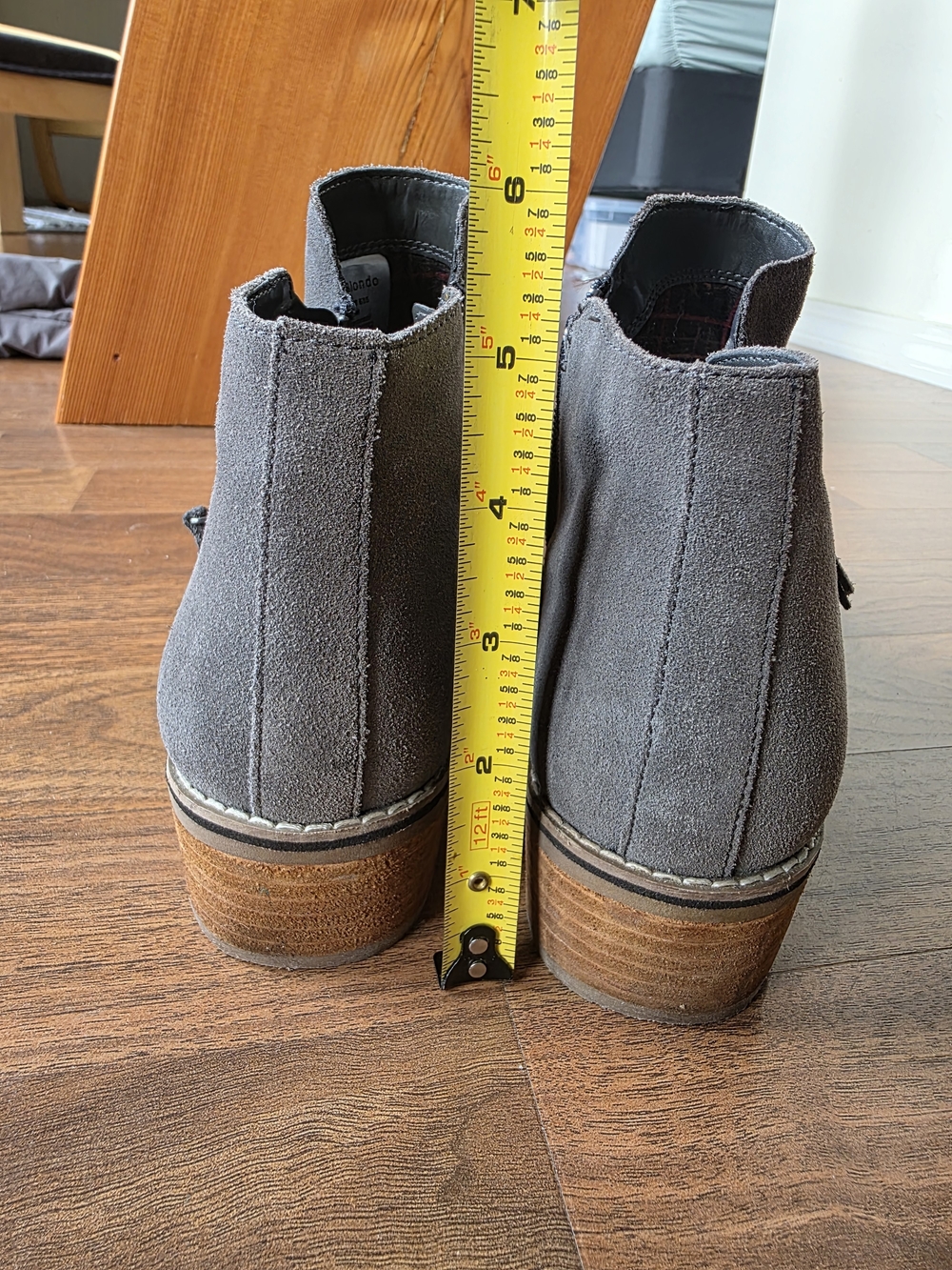 Waterproof Blondo Gray Suede Ankle Boots with Side Zipper - Picture 5 of 7